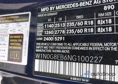 2022 Mercedes-Benz Glc 300 4Matic Suv z USA, uszkodzony, nr VIN W1N0G8EB6NG100227